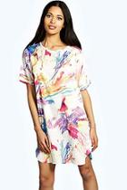 Boohoo Scarlett Bright Paint Print Woven Shift Dress