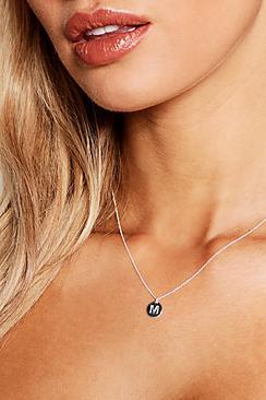 Boohoo Sterling Silver M Initial Pendant Necklace