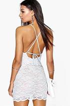 Boohoo Sally Lace Strappy Back Bodycon Dress