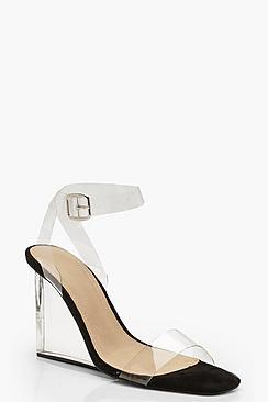 Boohoo Clear 2 Part Wedges