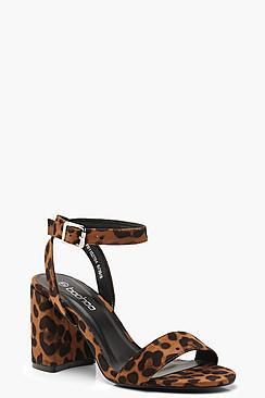 Boohoo Leopard Chunky Block 2 Part Heels