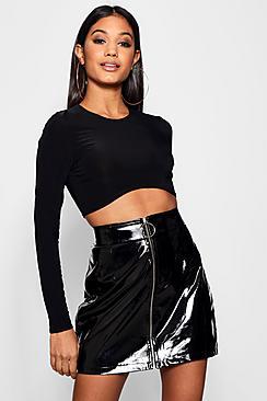 Boohoo Jolie Slinky Curved Hem Crop