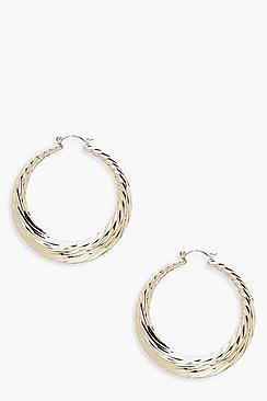 Boohoo Millie Chunky Ridged Hoop Earrings