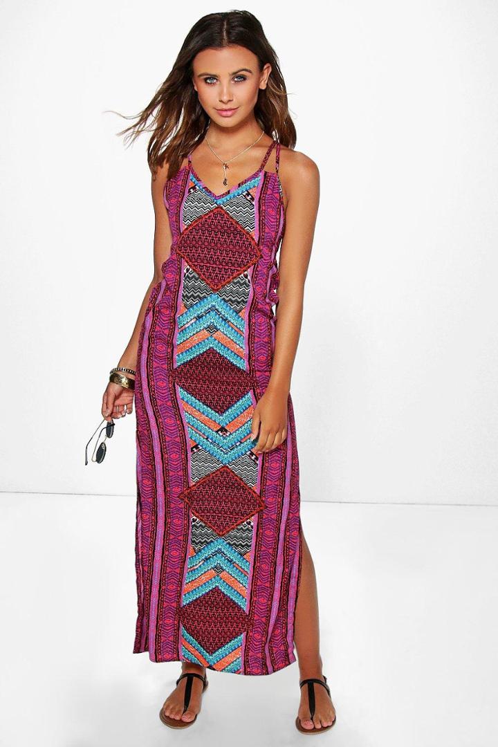 Boohoo Petite Brooke Multi Print Maxi Dress Multi