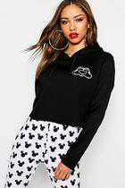 Boohoo Disney Mickey Hands Print Cropped Hoody