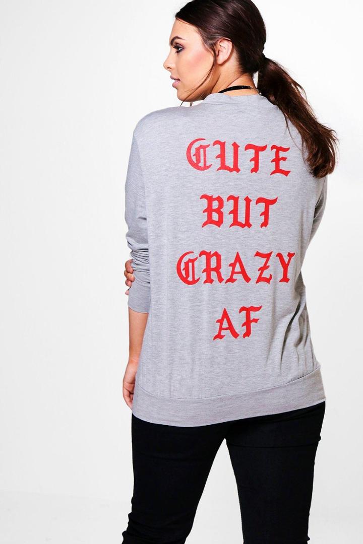 Boohoo Plus Charlotte Printed Back Top Grey