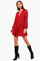 Boohoo Allanah Rouched Waist Tea Dress