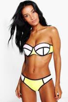 Boohoo Lisbon Mesh Overlay Colour Block Bikini Set White