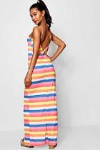 Boohoo Striped Knot Back Jersey Maxi Dress