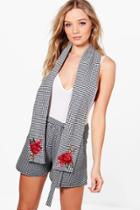 Boohoo Isla Gingham Floral Embroidered Scarf Multi