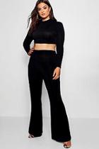 Boohoo Plus Zoey Shimmer Crop + Wide Leg Co-ord