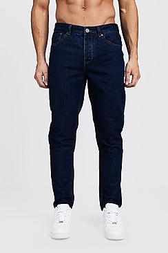 Boohoo Tapered Fit Mid Blue Denim Jeans