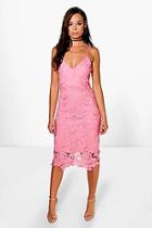 Boohoo Boutique Fi Crochet Lace Strappy Midi Dress