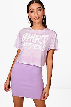 Boohoo Elisha Tie Dye Slogan Crop Tee