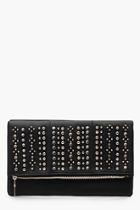 Boohoo Lindsay Stud Flap Clutch Bag