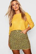 Boohoo Plus Coloured Leopard Frayed Hem Skirt