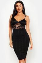 Boohoo Lace Top Bandage Skirt Bodycon Midi Dress