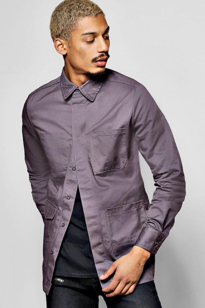 Boohoo Multi Pocket Utility Jacket Slate