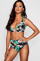Boohoo Boracay Fuller Bust Tie Strap Tropical Bikini Top