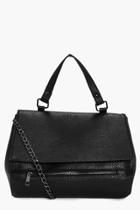 Boohoo Eve Fold Over Zip Front Multiway Day Bag Black