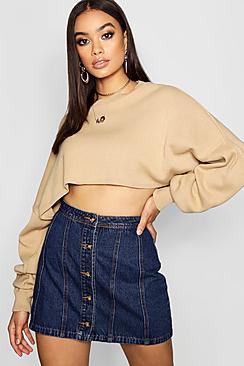 Boohoo Mock Horn Button Through Denim Mini Skirt