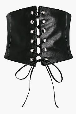Boohoo Lucie Lace Up Eyelet Corset Belt