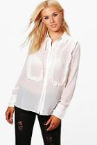 Boohoo Evie Ruffle Front And Cuff Shirt