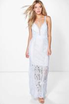 Boohoo Boutique Sarah Corded Lace Panelled Maxi Dress Blue