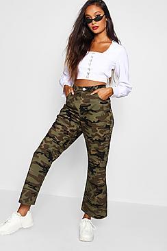 Boohoo Camo Wide Leg Denim Jeans