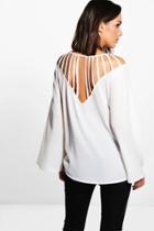 Boohoo Tess Multi Strap Back Woven Top Cream