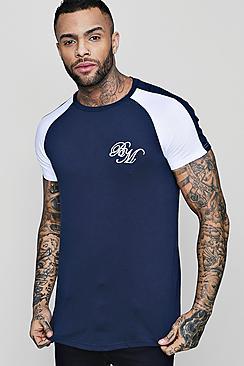 Boohoo Longline Man Embroidered Raglan T-shirt