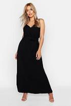 Boohoo Plus Linen Look Wrap Front Maxi Dress