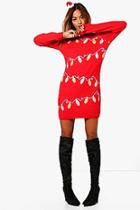 Boohoo Anna Christmas Lights Jumper Dress