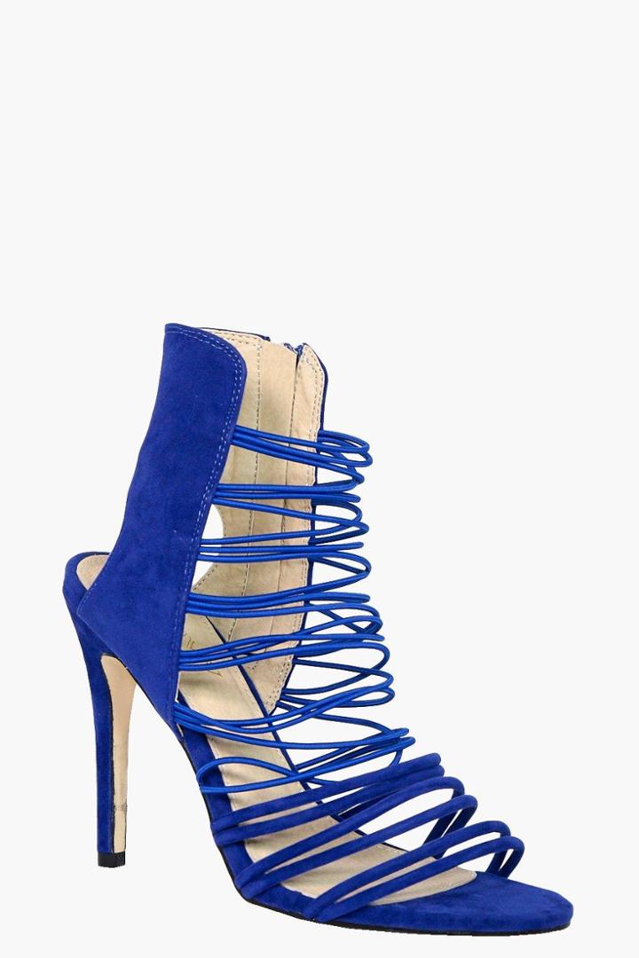 Boohoo Tia Cage Elastic Banded Heel Cobalt