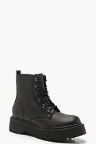 Boohoo Lace Up Cleated Hiker Boots