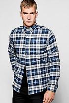 Boohoo Navy Long Sleeve Check Shirt