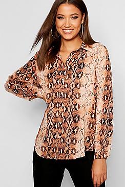 Boohoo Tall Snake Print Shirt