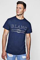 Boohoo Navy Blanc Print T-shirt
