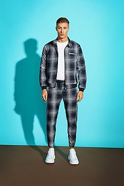 Boohoo Large Grid Check Smart Bomber Jacket