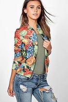 Boohoo Petite Ella Dark Floral Bomber Jacket