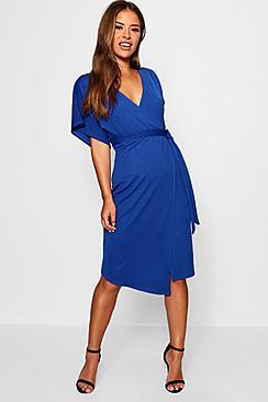 Boohoo Petite Crepe Wrap Midi Dress