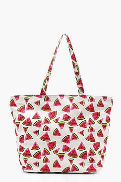 Boohoo Sophia Watermelon Print Beach Bag