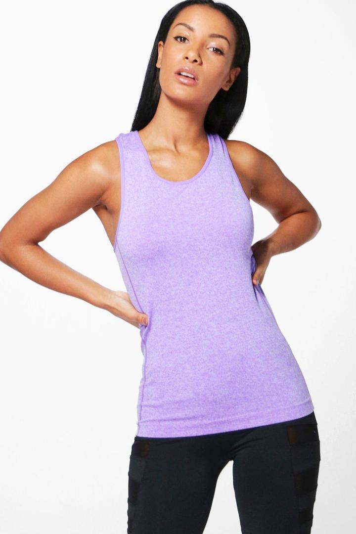 Boohoo Emma Fit Seamless Racer Back Running Tank Top Purple