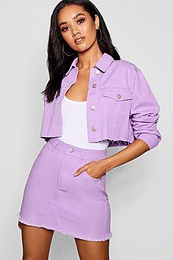 Boohoo Petite Alana Raw Edge Denim Mini Skirt