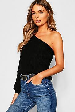 Boohoo One Shoulder Knitted Jumper