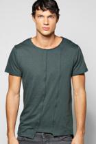 Boohoo Asymmetric Slub Jersey T Shirt With Raw Edges Green