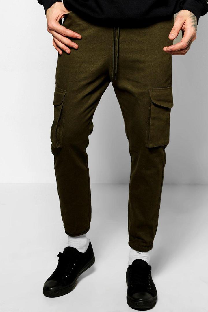 Boohoo Skinny Fit Utility Joggers Cargo Pants Khaki
