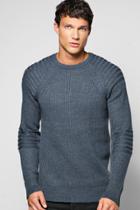 Boohoo Ribbed Sweat With Biker Details Denim