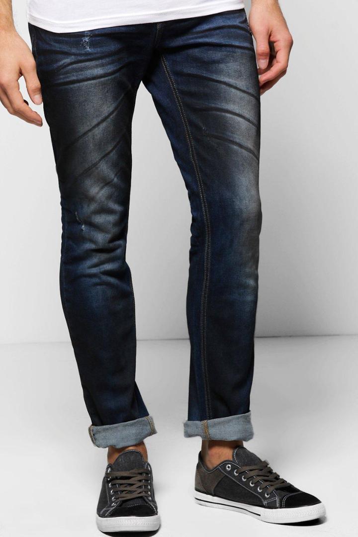 Boohoo Slim Fit Rigid Oil Wash 5 Pocket Jean Blue