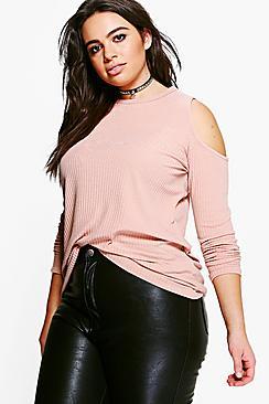 Boohoo Plus Keira Open Shoulder Knitted Jumper
